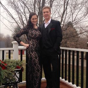 Black lace long dress